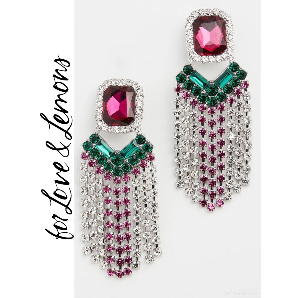 NWOT For Love & Lemons Lizette Crystal Clip On Earrings